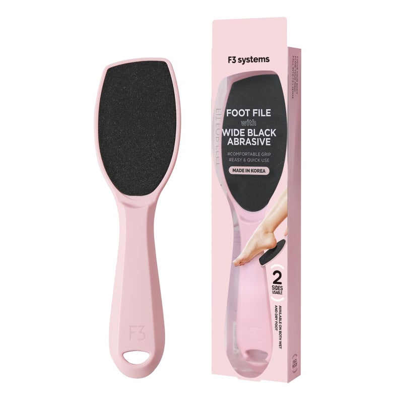 F3 Systems, Wide Emery Foot File(Pink), Double-Sided Pedicure Tool, Colossal Professional Foot Scrubber for Men & Women, Effective for Cracked Heel, Callus Remover - Image 1